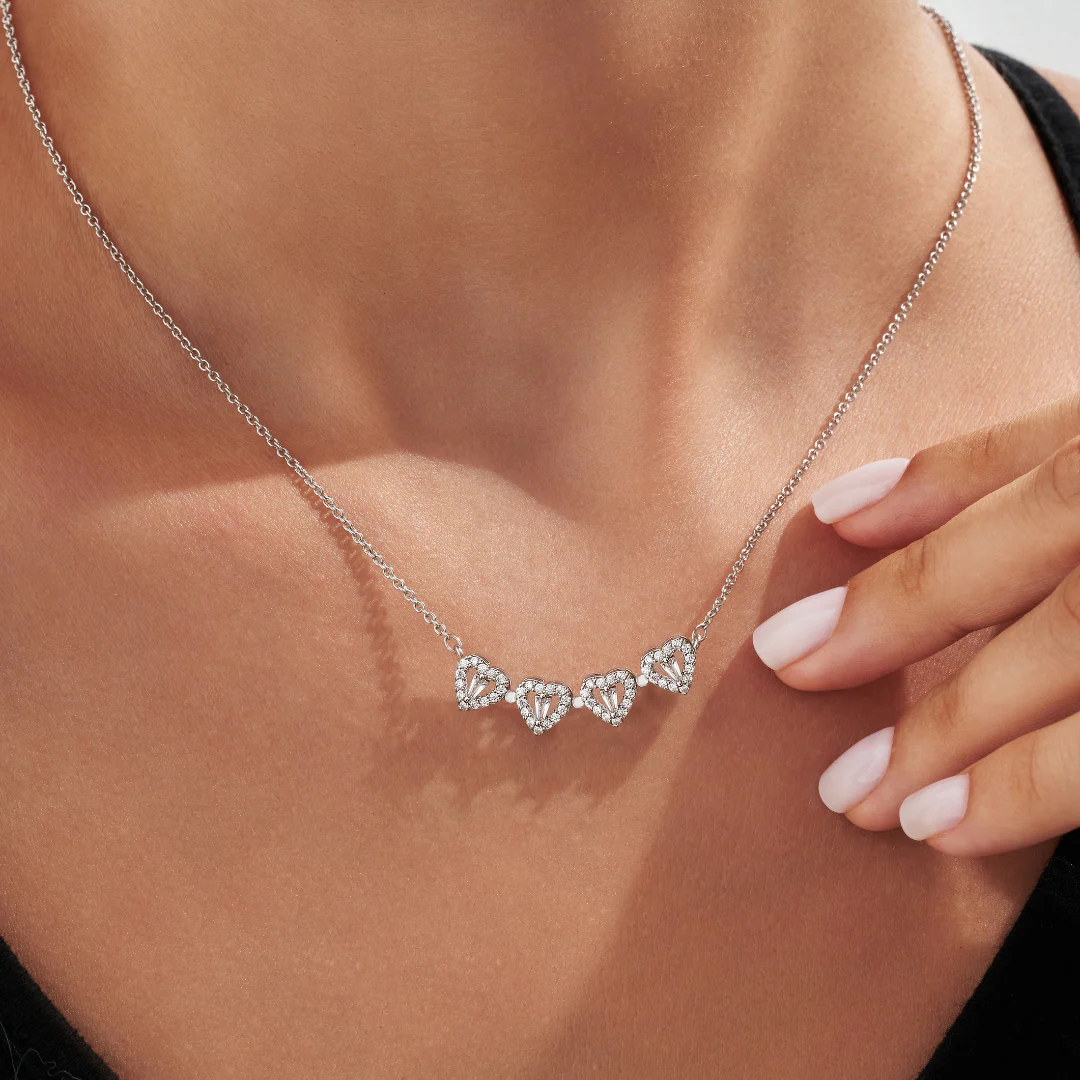 Silver Clover Hearts Necklace - Image 4